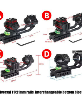 Level pipe clamp one-piece bracket 11/21mm interchangeable clamp rear extension bracket 11/21MM universal guide rail